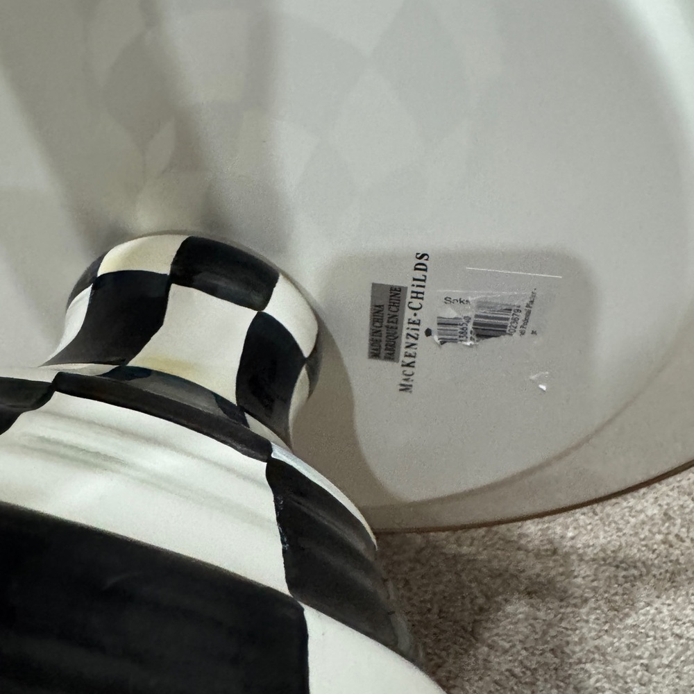MacKenzie-Childs Black and White Checkered Cake Stand - Picture 8 of 8
